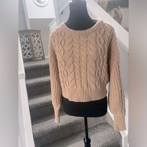 Brave Soul Cable Knit Balloon Sleeve Oversized Neutral Tan Sweater Size …​​